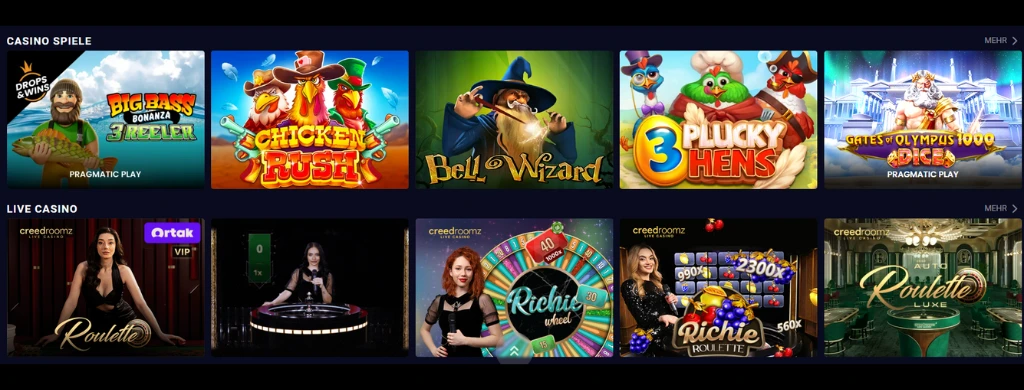 Vegas Nova Casino Spiele und Live Casino mit Pragmatic Play.