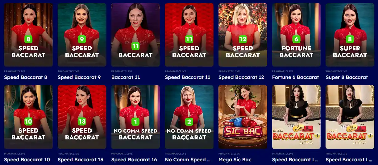 Die besten Live-Baccarat- und Würfelspiele im Vegas Nova Casino sind aufgelistet.